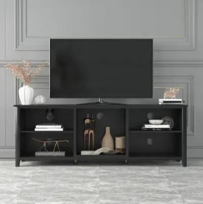 Open Shelving TV Stand With Bookcase - Black