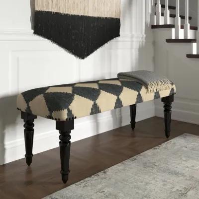 Leg Checkered Upholstered Bench - Tan / Black Black