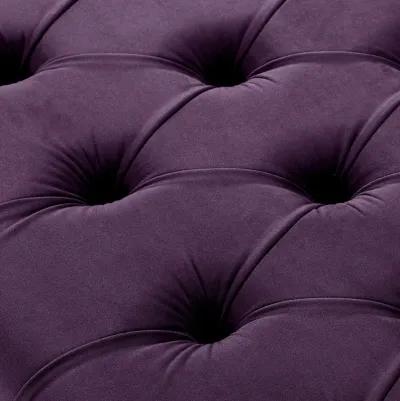 Velvet Tufted Ottoman - Plum