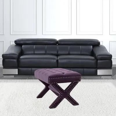 Velvet Tufted Ottoman - Plum