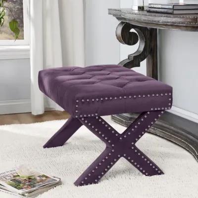 Velvet Tufted Ottoman - Plum