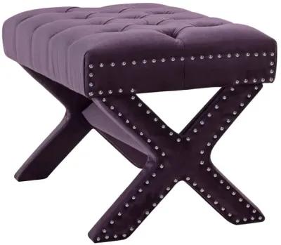 Velvet Tufted Ottoman - Plum