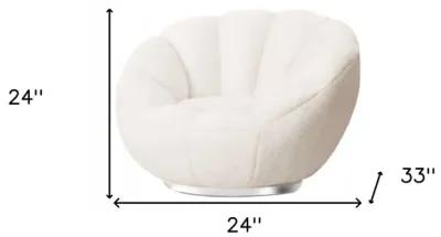 Sherpa And Silver Clamshell Swivel Barrel Chair - White