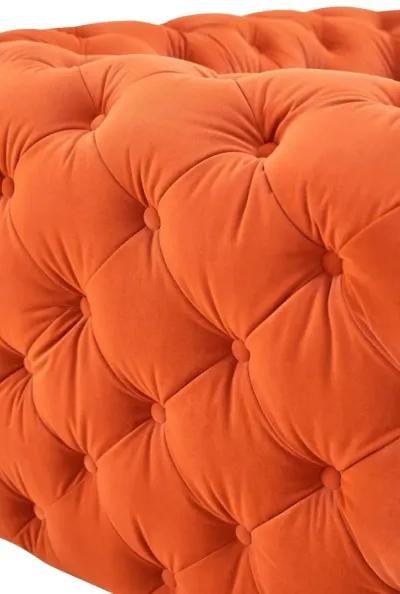 Velvet And Silver Solid Color Chesterfield Chair - Orange