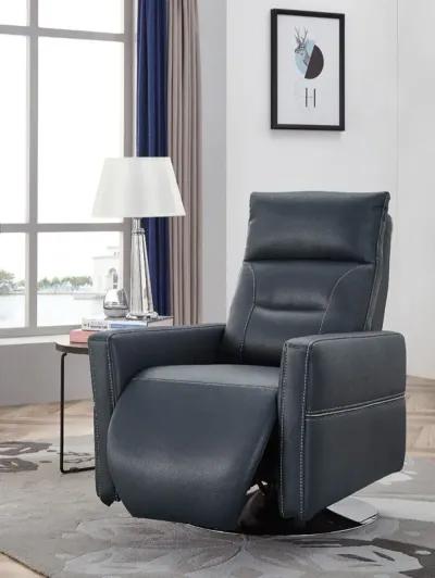 High Back Faux Leather Recliner - Dark Blue