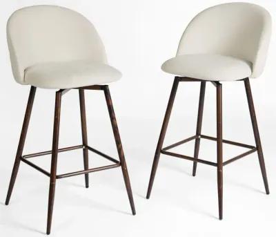 Steel Low Back Counter Height Bar Chairs (Set of 2) - Cream / Black