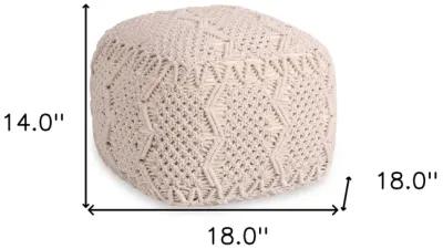 Cotton Blend Pouf Ottoman - Ivory