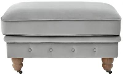 Tufted Velvet And Natural Rolling Cocktail Ottoman - Gray