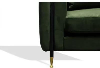 Velvet Sofa With Black And Gold Legs - Dark Green