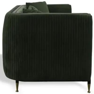 Velvet Sofa With Black And Gold Legs - Dark Green