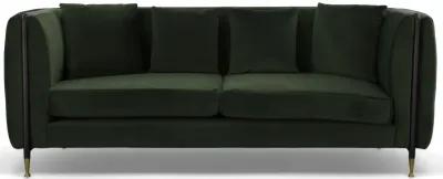 Velvet Sofa With Black And Gold Legs - Dark Green