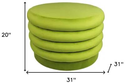 Round Velvet Tufted Cocktail Ottoman - Green