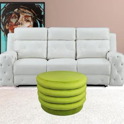 Round Velvet Tufted Cocktail Ottoman - Green