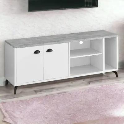 Cabinet Enclosed, Storage TV Stand - White