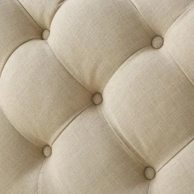 Linen Rolling Tufted Cocktail Ottoman - Beige