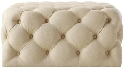 Linen Rolling Tufted Cocktail Ottoman - Beige