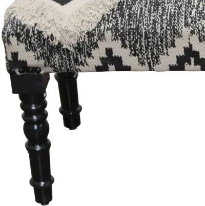 Leg Southwest Upholstered Bench - Black / White Black