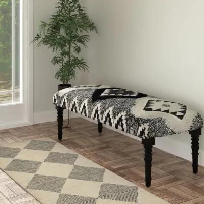 Leg Southwest Upholstered Bench - Black / White Black