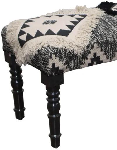 Leg Southwest Upholstered Bench - Black / White Black