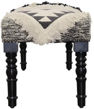 Leg Southwest Upholstered Bench - Black / White Black