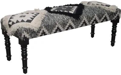 Leg Southwest Upholstered Bench - Black / White Black