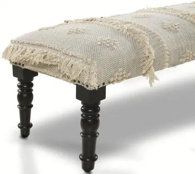 Leg Abstract Stripe And Dot Upholstery Bench - Cream / Black