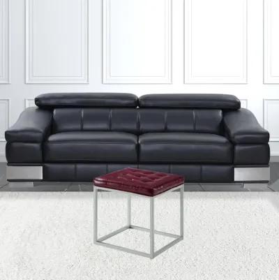 Faux Leather Cube Ottoman - Purple / Gray