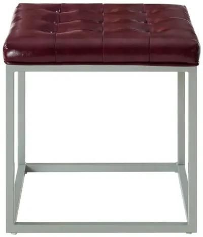 Faux Leather Cube Ottoman - Purple / Gray