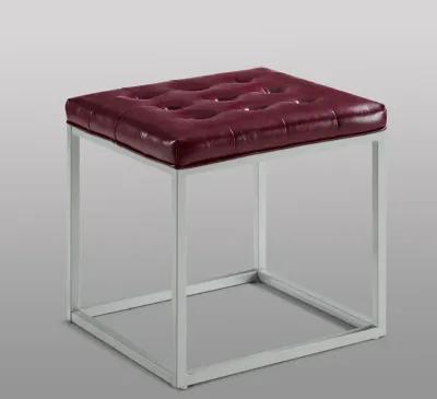 Faux Leather Cube Ottoman - Purple / Gray