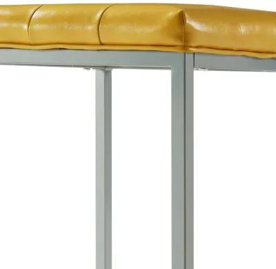 Faux Leather Cube Ottoman - Yellow / Gray