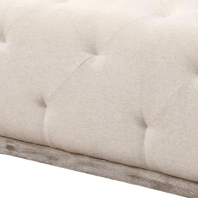 Velvet Tufted Cocktail Ottoman - Ivory / Brown