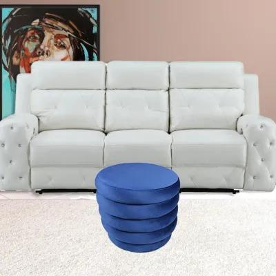 Velvet Tufted Round Cocktail Ottoman - Blue