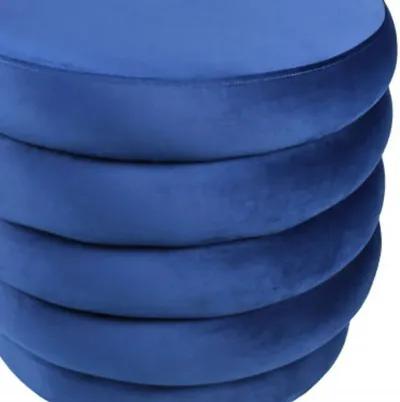 Velvet Tufted Round Cocktail Ottoman - Blue