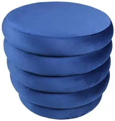 Velvet Tufted Round Cocktail Ottoman - Blue