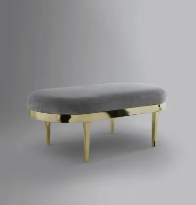 Upholstered Velvet Bench - Gold / Gray