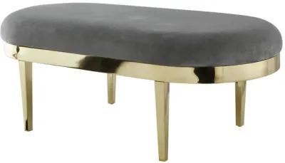 Upholstered Velvet Bench - Gold / Gray