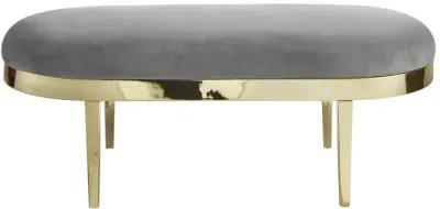 Upholstered Velvet Bench - Gold / Gray