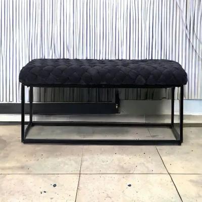 Upholstered Velvet Bench - Black