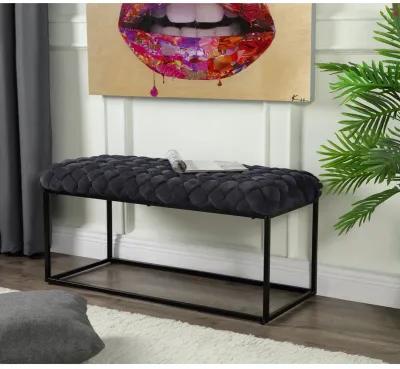 Upholstered Velvet Bench - Black