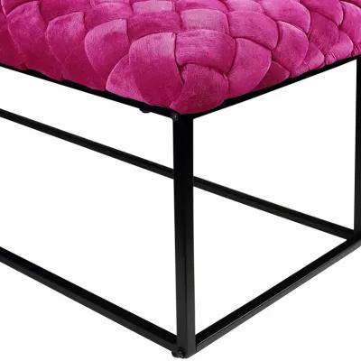 Upholstered Velvet Bench - Fuchsia / Black