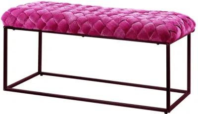 Upholstered Velvet Bench - Fuchsia / Black