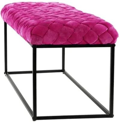 Upholstered Velvet Bench - Fuchsia / Black