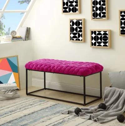 Upholstered Velvet Bench - Fuchsia / Black