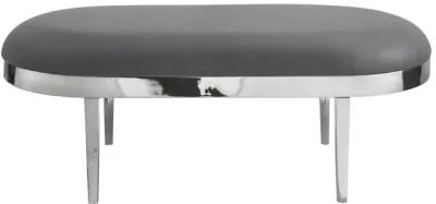 Upholstered Faux Leather Bench - Silver / Gray