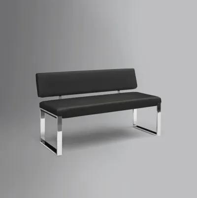 Upholstered Faux Leather Bench - Silver / Black