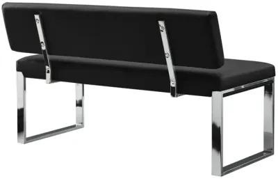 Upholstered Faux Leather Bench - Silver / Black