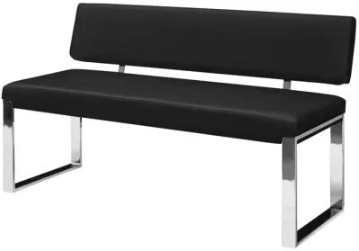 Upholstered Faux Leather Bench - Silver / Black