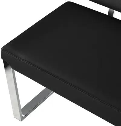 Upholstered Faux Leather Bench - Silver / Black