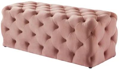 Upholstered Velvet Bench - Blush / Black