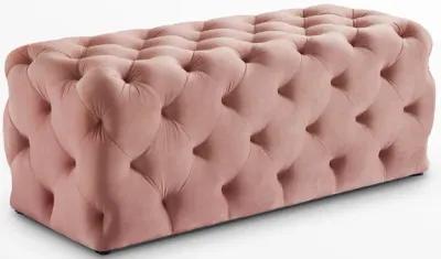 Upholstered Velvet Bench - Blush / Black